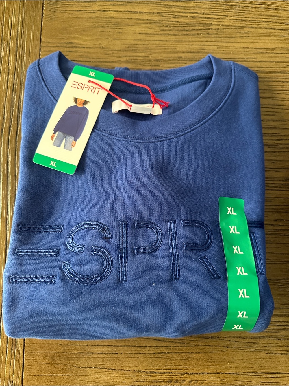Esprit women’s Royal Blue Crewneck Sweatshirt with Tonal Embroidered Logo